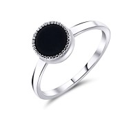 Black Agate Silver Ring NSR-2551